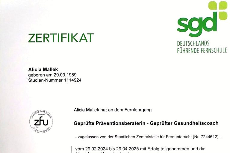 Zertifikat Weiterbildung